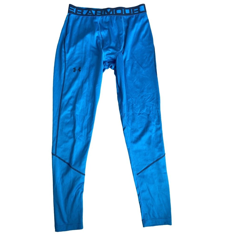 UNDER ARMOUR 2014 MEN'S BLUE FITTED COLDGEAR BASELAYER LEGGINGS SZ XL EUC